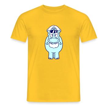 Lustiges Nilpferd Kapitän steht Süß Cartoon Comic - Männer T-Shirt - Gelb - Vorne - AI Model Male 178 dark (178cm)