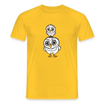 2 Owls Dad Mom Child Baby Family Mother Father - Men's T-Shirt - yellow - Front - AI Model Male 178 dark (178cm)
