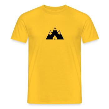 Graphique de montagne avec tente - T-shirt homme - jaune - Devant - AI Model Male 178 dark (178cm)