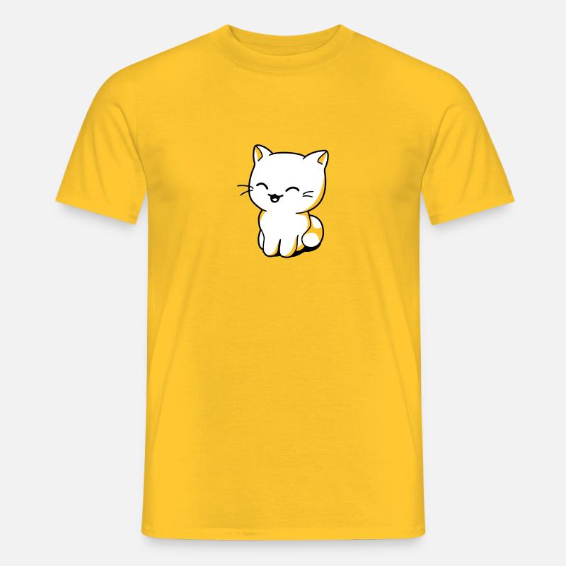 Katzen Kawaii - Männer T-Shirt - Gelb
