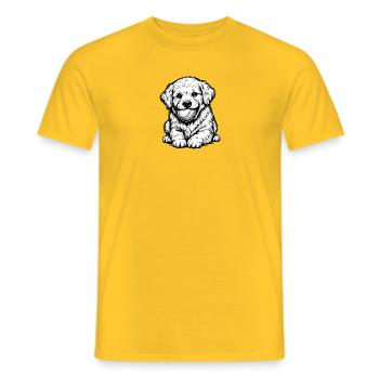Ligne d’encre de portrait de chiot - T-shirt homme - jaune - Devant - AI Model Male 178 dark (178cm)