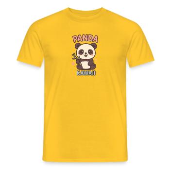 Panda Kawaii with Bamboo - Men's T-Shirt - yellow - Front - AI Model Male 178 dark (178cm)