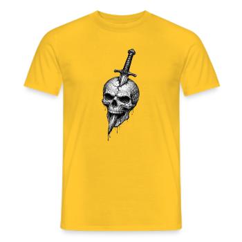 Totenkopf mit Dolch Gothic Horror-Grafik - Männer T-Shirt - Gelb - Vorne - AI Model Male 178 dark (178cm)