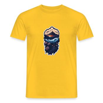 Beautiful flowers, sunset mountains and clouds - Männer T-Shirt - Gelb - Vorne - AI Model Male 178 dark (178cm)