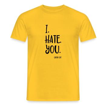 I hate you - your cat - Men's T-Shirt - yellow - Front - AI Model Male 178 dark (178cm)
