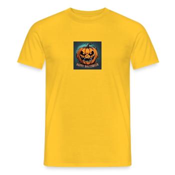 Happy Halloween Scary Pumpkin - Männer T-Shirt - Gelb - Vorne - AI Model Male 178 dark (178cm)