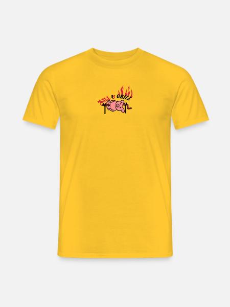 Kill And Grill Pig - Men's T-Shirt - yellow