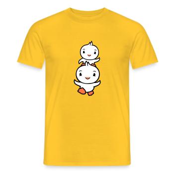 2 Canards Papa Bébé Enfant Piggyback Running Head Fun - T-shirt homme - jaune - Devant - AI Model Male 178 dark (178cm)