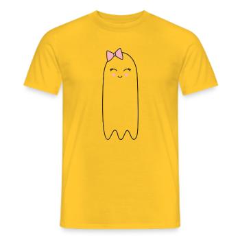 Fantôme avec un nœud rose – Un joli design d’Halloween - T-shirt homme - jaune - Devant - AI Model Male 178 dark (178cm)
