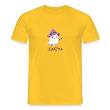 Boohoo Gespenst Design - Männer T-Shirt - Gelb - Vorne - AI Model Male 178 dark (178cm)