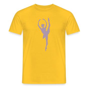 Minimalist Ballet Dancer Silhouette - Men's T-Shirt - yellow - Front - AI Model Male 178 dark (178cm)