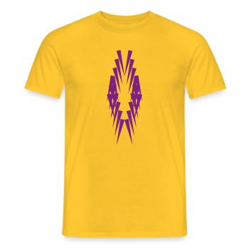Geometrische Violettspitzen Silhouette - Männer T-Shirt - Gelb - Vorne - AI Model Male 178 dark (178cm)