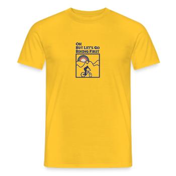 OK, but lets got biking first - Männer T-Shirt - Gelb - Vorne - AI Model Male 178 dark (178cm)