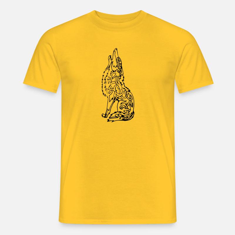 Wolf - Männer T-Shirt - Gelb