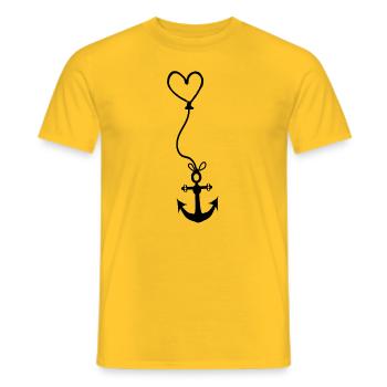 Anker mit Herz am Seil - Windstärke Nord Ost - Männer T-Shirt - Gelb - Vorne - AI Model Male 178 dark (178cm)
