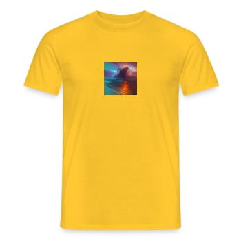 A psychedelic chiefwater astral dreadnought - Männer T-Shirt - Gelb - Vorne - AI Model Male 178 dark (178cm)