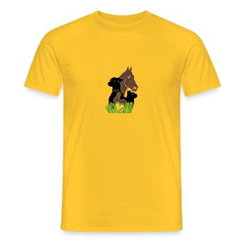 Tiere Pferd Hund Katze Kaninchen Hase Nager - Männer T-Shirt - Gelb - Vorne - AI Model Male 178 dark (178cm)