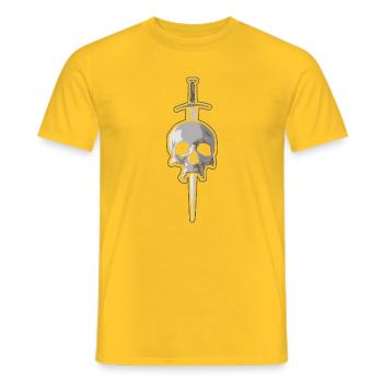 Totenkopf mit Dolch - Tattoo Stil - Männer T-Shirt - Gelb - Vorne - AI Model Male 178 dark (178cm)