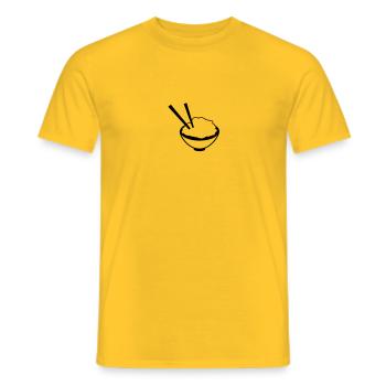 China Rice dish with chopsticks - Men's T-Shirt - yellow - Front - AI Model Male 178 dark (178cm)