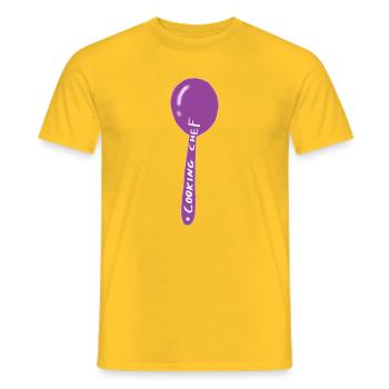 Livre de cuisine violet-Ballon irisé - T-shirt homme - jaune - Devant - AI Model Male 178 dark (178cm)