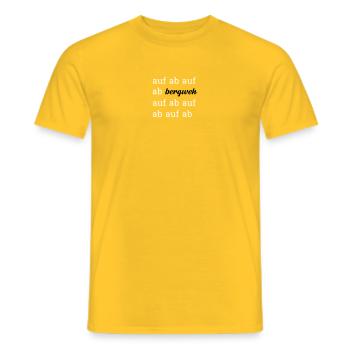 auf ab bergweh. 2 Schriftfarben personalisierbar. - Männer T-Shirt - Gelb - Vorne - AI Model Male 178 dark (178cm)