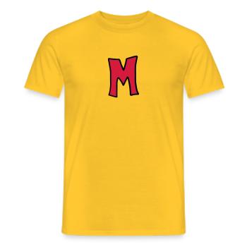 Letter M comic cartoon - Men's T-Shirt - yellow - Front - AI Model Male 178 dark (178cm)