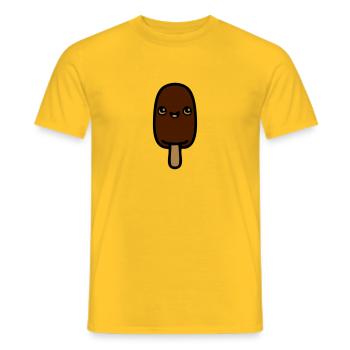 glace chocolat bâtonnet kawaii mignon enfant miam - T-shirt homme - jaune - Devant - AI Model Male 178 dark (178cm)
