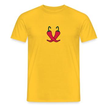 2 chili chilli peppers hot hot - Men's T-Shirt - yellow - Front - AI Model Male 178 dark (178cm)