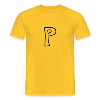 Letter P comic cartoon - Men's T-Shirt - yellow - Front - AI Model Male 178 dark (178cm)