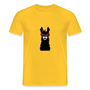 Llama with sunglasses Cool vector - Men's T-Shirt - yellow - Front - AI Model Male 178 dark (178cm)