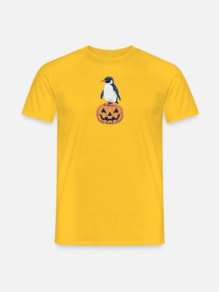 Halloween Penguin Pumpkin Design - Men's T-Shirt - yellow