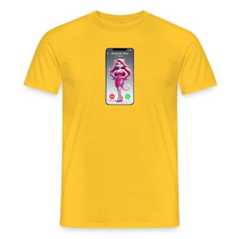 Pink Catgirl on Call - Men's T-Shirt - yellow - Front - AI Model Male 178 dark (178cm)
