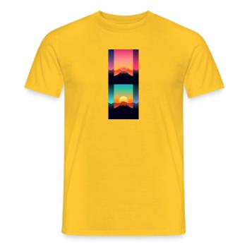 Gebirgslandschaft Geometrische Kunst - Männer T-Shirt - Gelb - Vorne - AI Model Male 178 dark (178cm)