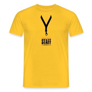 trailer badge staff member crew member mitar - Men's T-Shirt - yellow - Front - AI Model Male 178 dark (178cm)