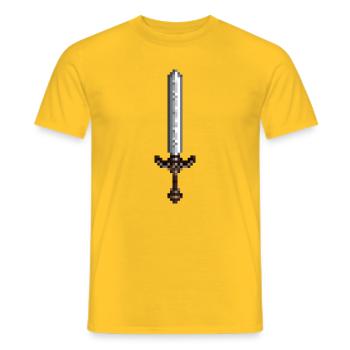 Sword pixel art retro style 8 bit - Men's T-Shirt - yellow - Front - AI Model Male 178 dark (178cm)