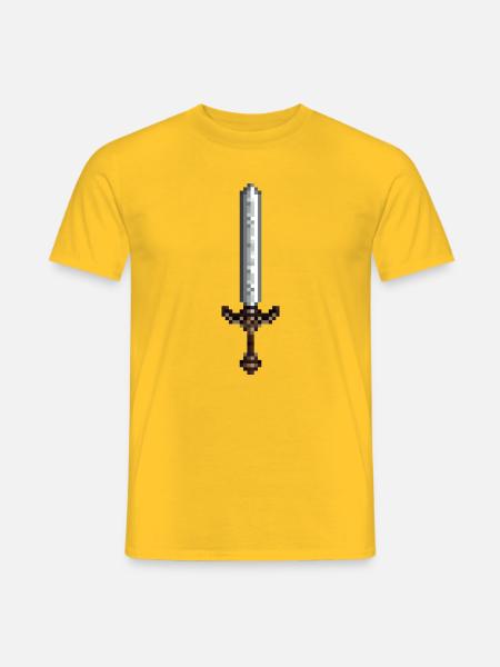 Schwert-Pixelkunst im Retro-Stil 8-Bit-Stil - Männer T-Shirt - Gelb