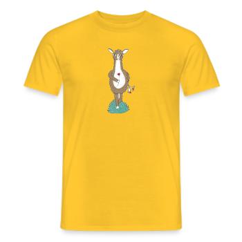 Llama with flowers - Men's T-Shirt - yellow - Front - AI Model Male 178 dark (178cm)