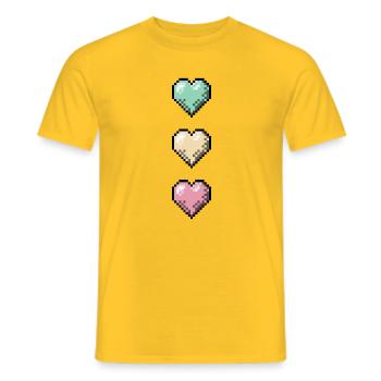 Pile de cœurs rétro en pixel art - T-shirt homme - jaune - Devant - AI Model Male 178 dark (178cm)