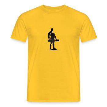 Black Dumbbell Silhouette Personal Trainer Fitness - T-shirt homme - jaune - Devant - AI Model Male 178 dark (178cm)