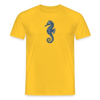 Elegant Marine Seahorse Illustration - Men's T-Shirt - yellow - Front - AI Model Male 178 dark (178cm)