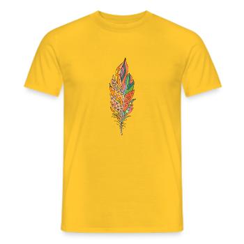 Feather - Men's T-Shirt - yellow - Front - AI Model Male 178 dark (178cm)
