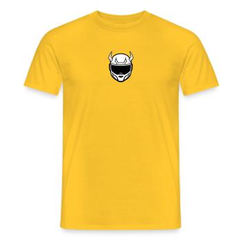 Motocross motorcycle helmet with two horns - Men's T-Shirt - yellow - Front - AI Model Male 178 dark (178cm)