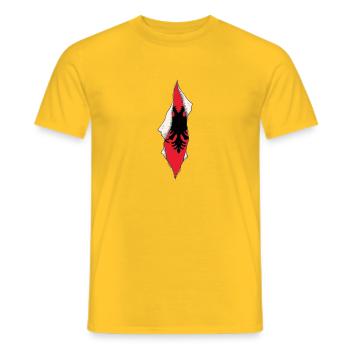 Drapeau albanais à la main poing patriotique - T-shirt homme - jaune - Devant - AI Model Male 178 dark (178cm)