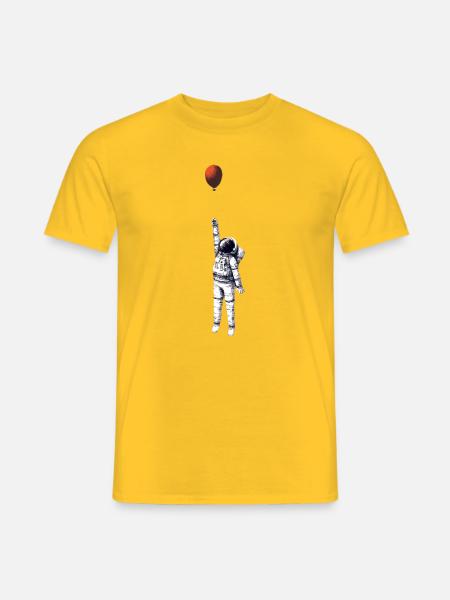 Astronaut Ballon Skizze - Männer T-Shirt - Gelb