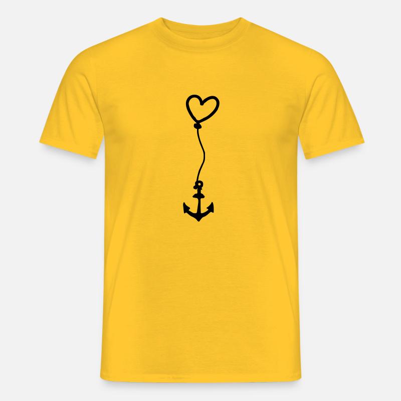 Anker mit Herz am Seil - Männer T-Shirt - Gelb