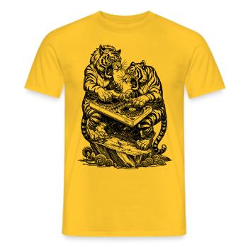 Tiger DJ Shirt: Festival Vibes am Techno Mischpult - Männer T-Shirt - Gelb - Vorne - AI Model Male 178 dark (178cm)