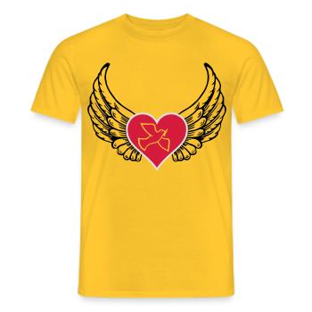 Colombe de paix coeur aile - T-shirt homme - jaune - Devant - AI Model Male 178 dark (178cm)