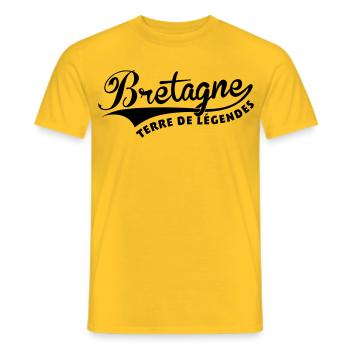 Bretagne, Terre de Légendes - T-shirt homme - jaune - Devant - AI Model Male 178 dark (178cm)
