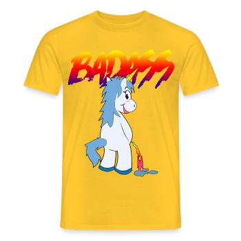 badass2 - Men's T-Shirt - yellow - Front - AI Model Male 178 dark (178cm)