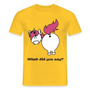 what did you say unicorn ass - Männer T-Shirt - Gelb - Vorne - AI Model Male 178 dark (178cm)